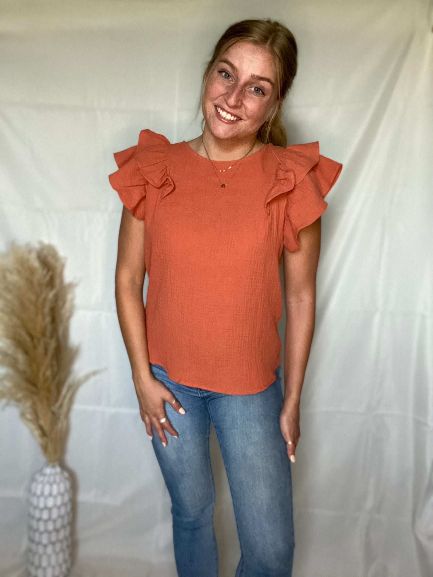 Double Ruffle Short Sleeve Top